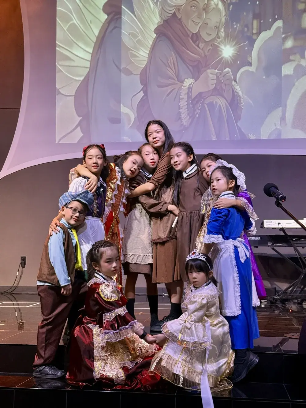 Students performing a theatrical scene