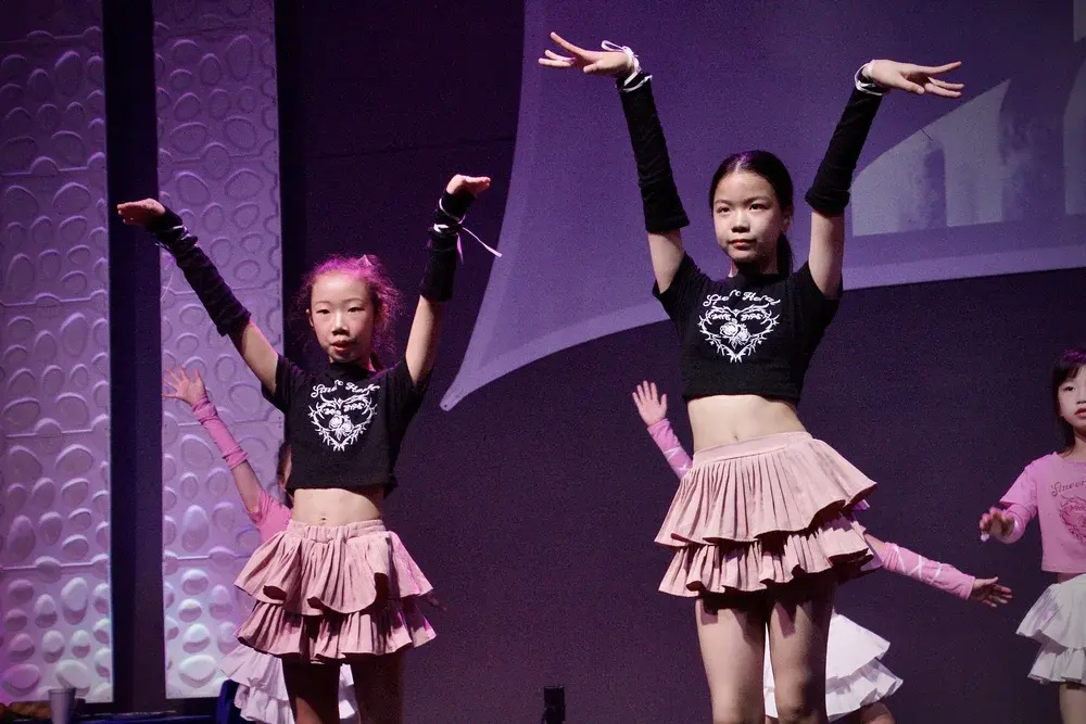 Dance students performing together